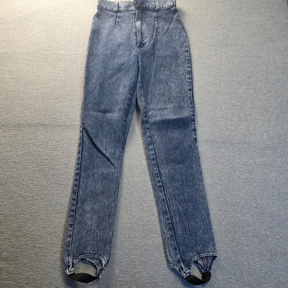Vintage Tattoo‎ Womens 8 Acid Wash High Rise Pleated Stirrup Jeans Blue